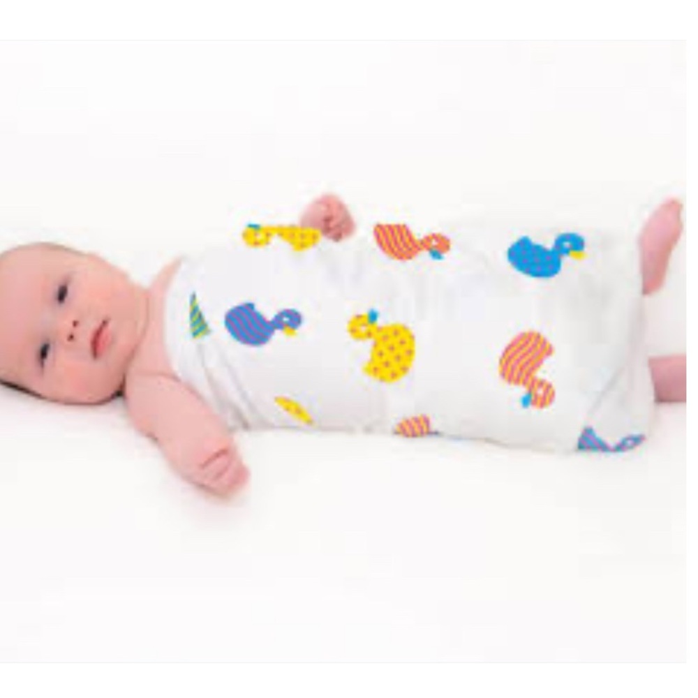 Cuski The Great Swandoodle Large Muslin Swaddle Baby Blanket, White Duck Print